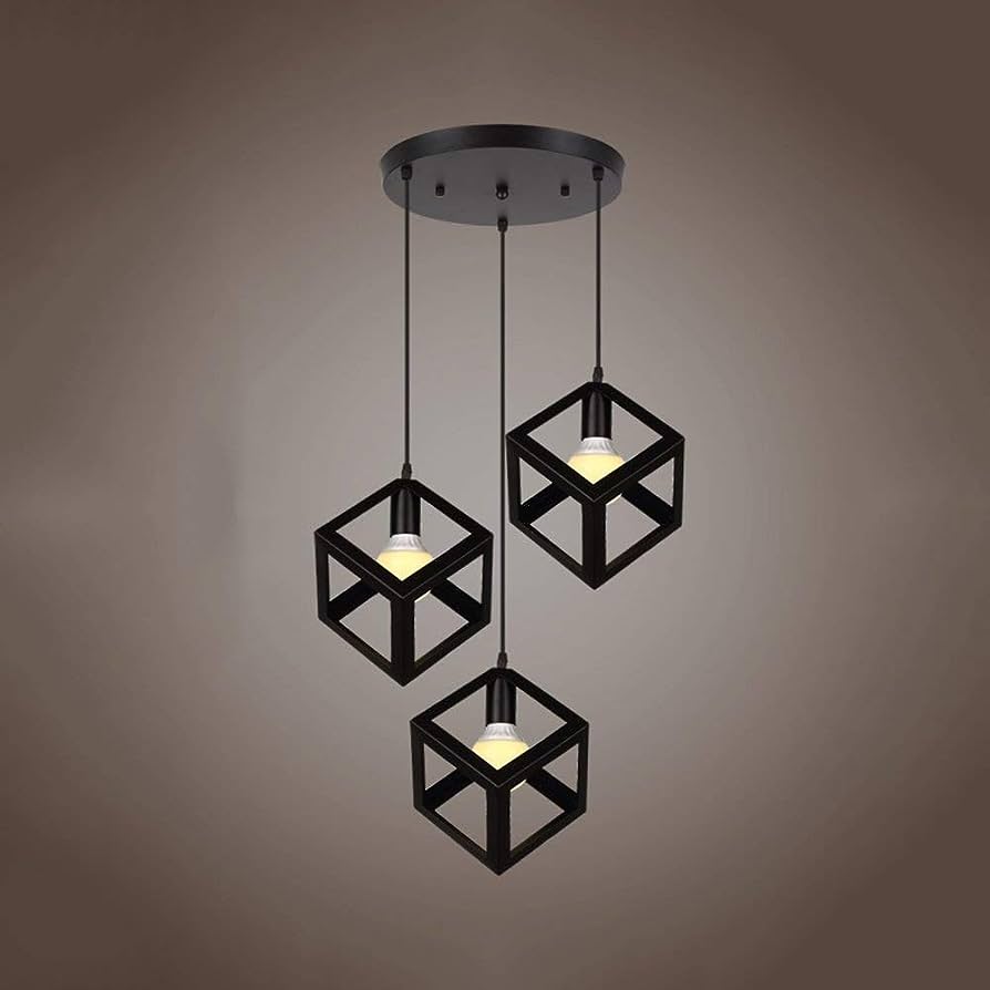 Picture of Modern Iron Square Shape Pendant Lamp Black (Bulb Not Included) Black