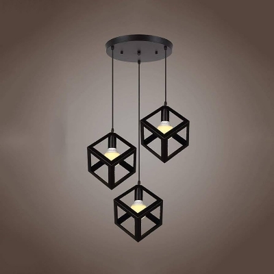 Picture of Modern Iron Square Shape Pendant Lamp Black (Bulb Not Included) Black