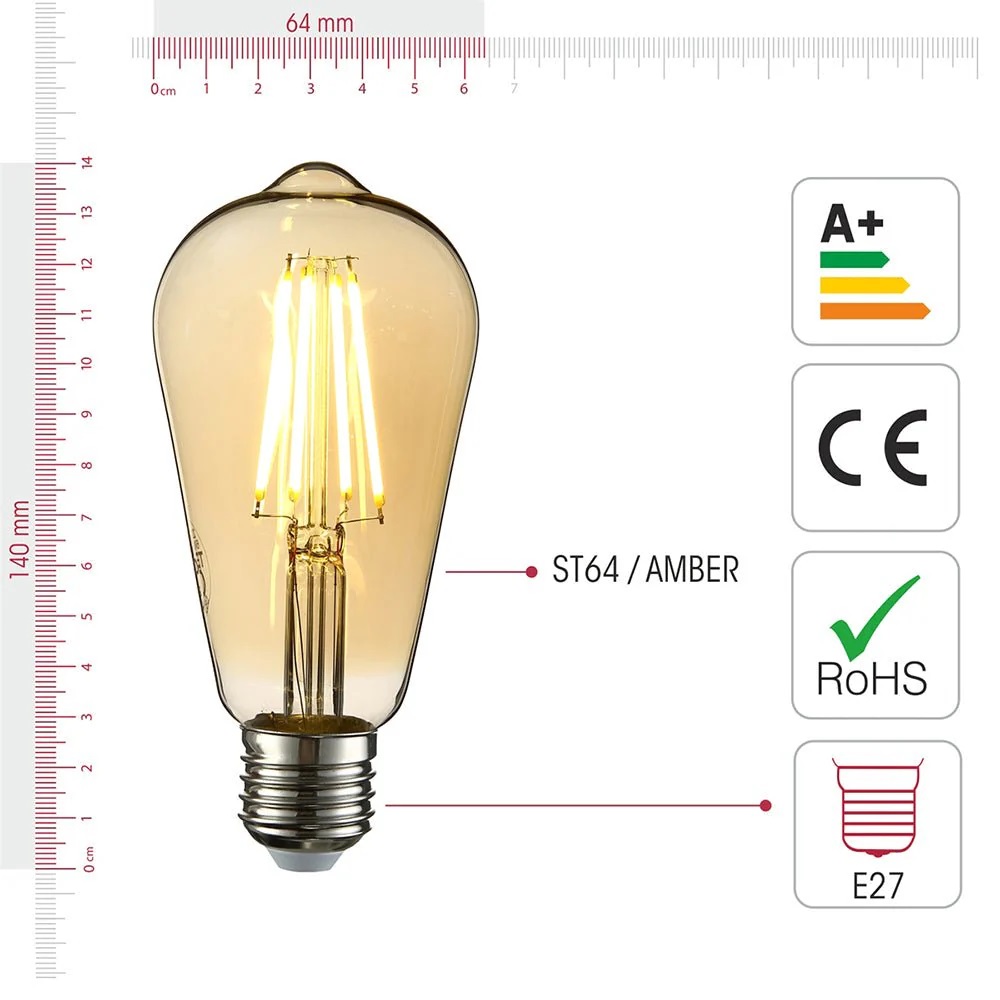 Picture of ST-64 E27 Edison LED Bulb Vintage Rustic Style Filament Bulb Decor Lamp 1Pcs 4 Watt