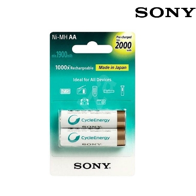 Picture of AA Battery, Sony Batteries Cycle Energy 2000 mAh Pre-Charged AA Rechargeable Battery- 2pcs Multicolor