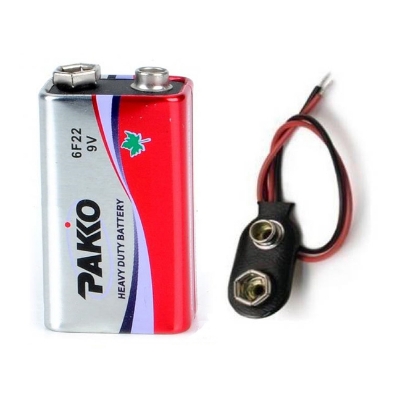 Picture of Pakko 6F22 9V Heavy Duty Battery with Connector 1Pcs Multicolor