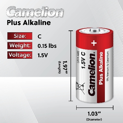 Picture of Camelion Plus Alkaline 1.5V R14(Size C) High Quality Alkaline Battery 2Pcs Multicolor