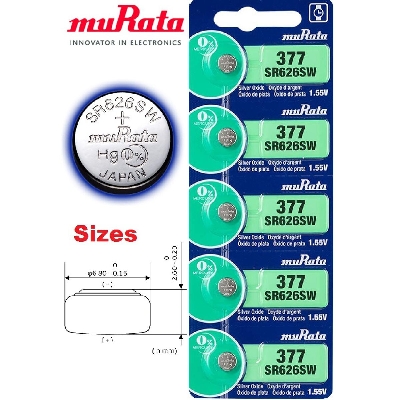 Picture of Murata SR626SW / 377 1.55V Silver Oxide Button Cell Watch Battery 5Pcs Silver
