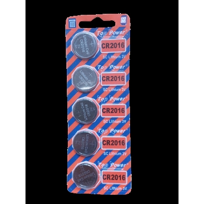 Picture of Top Power CR2016 3V Lithium Battery 3V Button Battery motherboard remote control Battery 5Pcs Silver