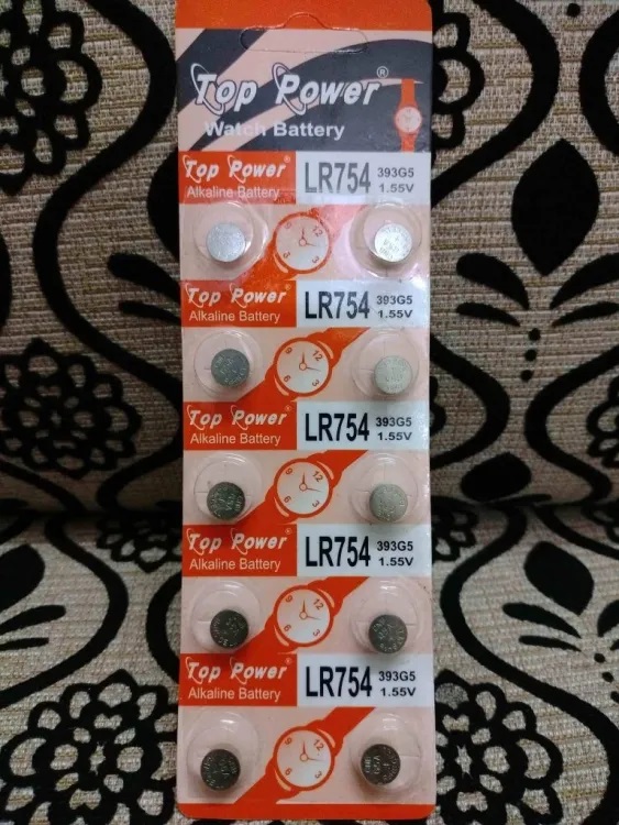 Picture of Top Power LR754/393G5 1.55V Alkaline Battery -10Pcs Silver