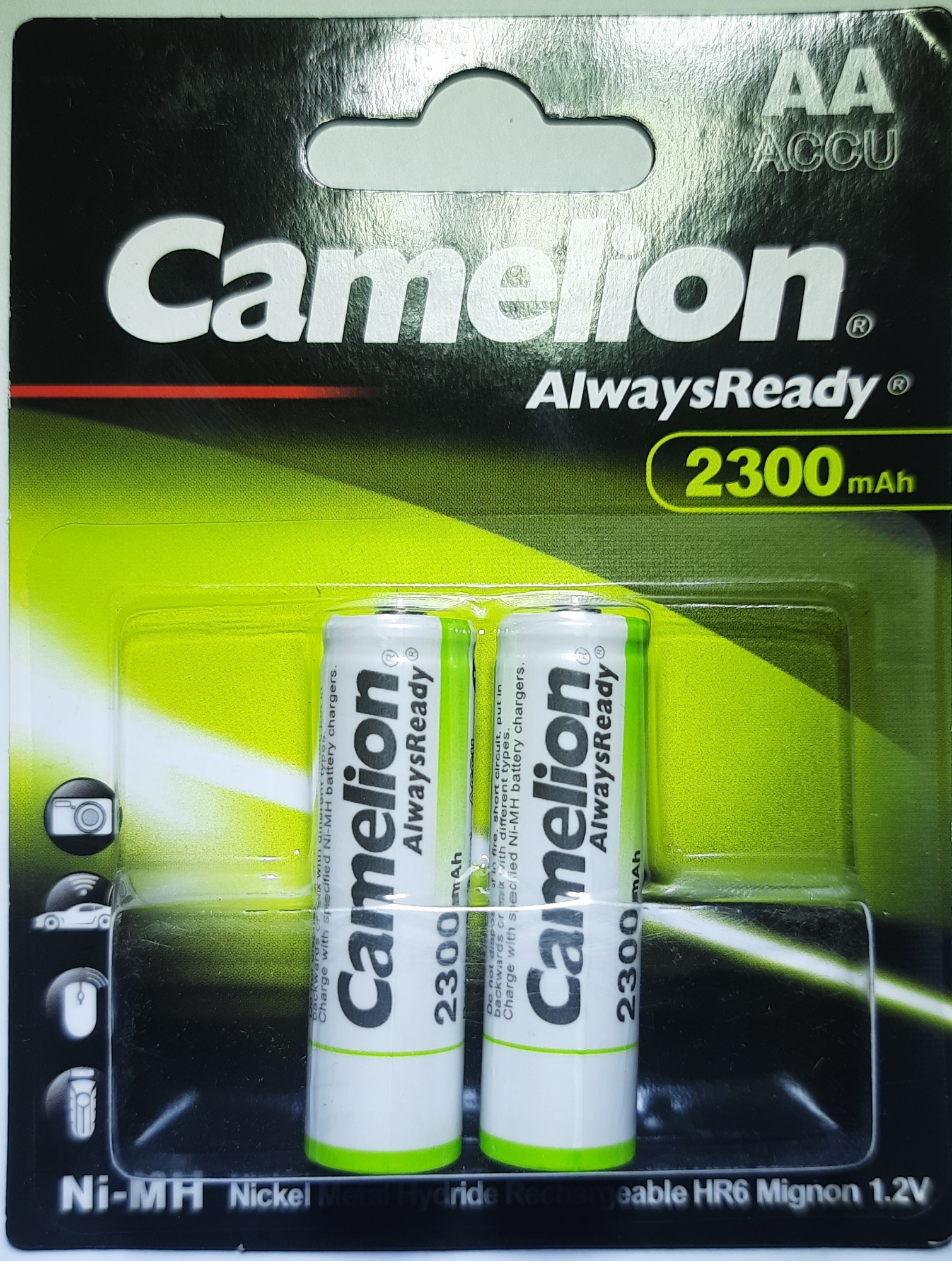 Picture of Camelion HR6 1.2 V 2300 mAh AA Mignon Nickel Metal Hydride Rechargeable Battery 2Pcs Multicolor