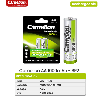 Picture of Camelion HR6 1.2 V 1000 mAh AA Mignon Nickel Metal Hydride Rechargeable Battery 2Pcs Multicolor