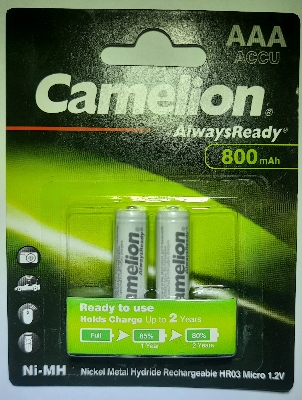 Picture of Camelion R3 1.2V 800mAh AAA Nickel Metal Hydride Rechargeable Battery 2Pcs Multicolor