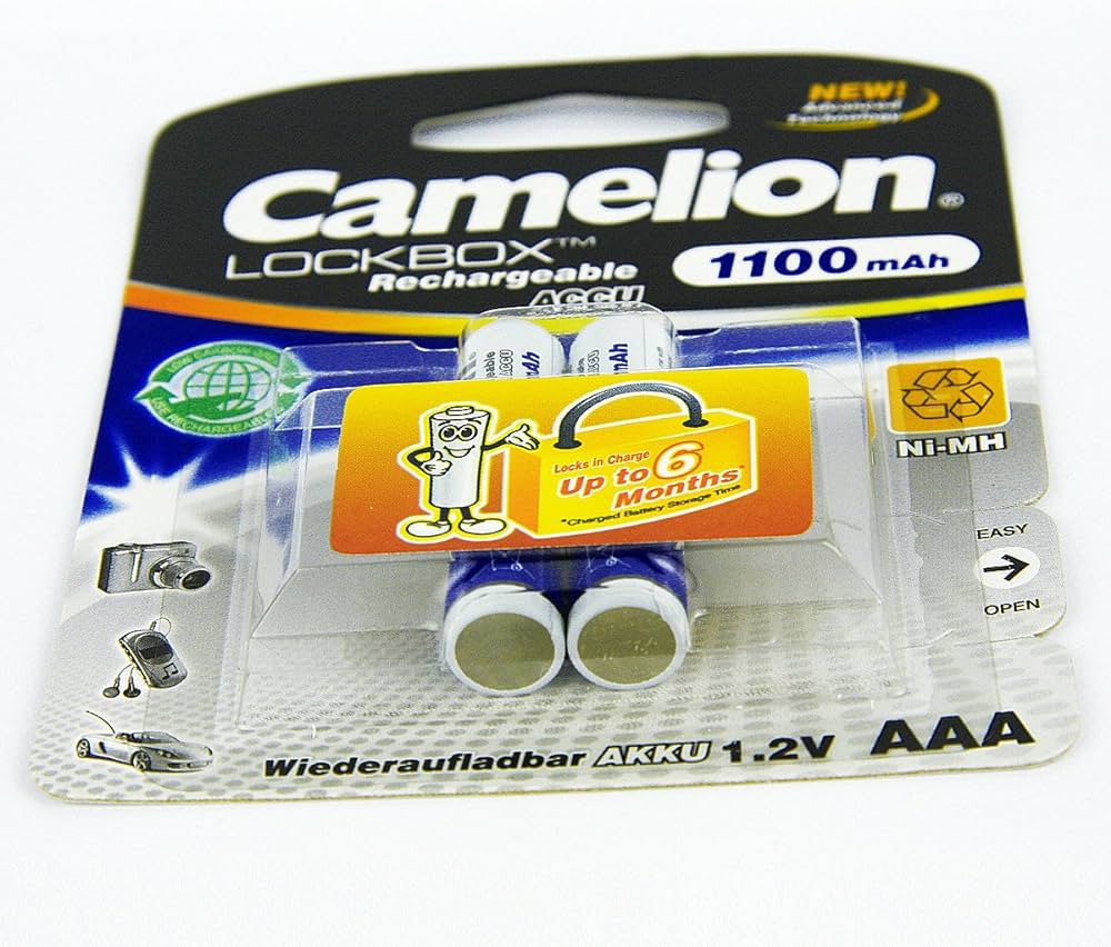 Picture of Camelion Lockbox ACCU  R3 1.2V 1100mAh AAA Nickel Metal Hydride Rechargeable Battery 2Pcs Multicolor