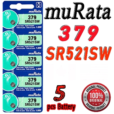 Picture of Murata SR521SW /SR63 /SG0/ SR521/ 379 1.55V Silver Oxide Button Cell Watch Battery 5Piece Silver