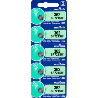Picture of Murata SR721SW / 362 1.55V Silver Oxide Button Cell Watch Battery 5Piece Silver