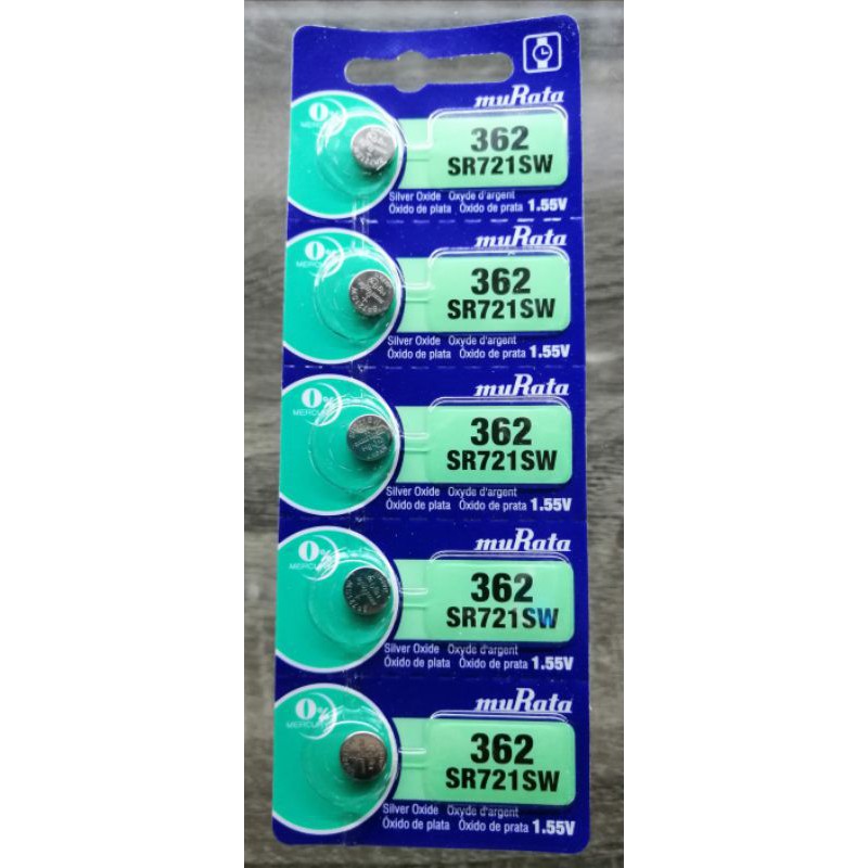 Picture of Murata SR721SW / 362 1.55V Silver Oxide Button Cell Watch Battery 5Piece Silver