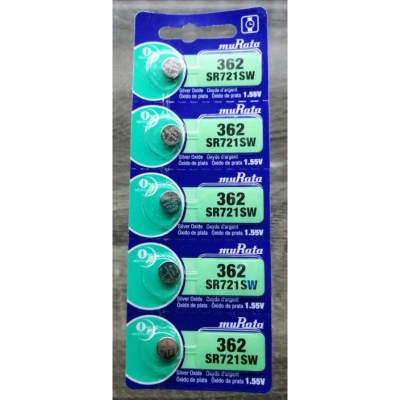 Picture of Murata SR721SW / 362 1.55V Silver Oxide Button Cell Watch Battery 5Piece Silver