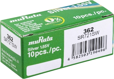Picture of Murata SR721SW / 362 1.55V Silver Oxide Button Cell Watch Battery 5Piece Silver