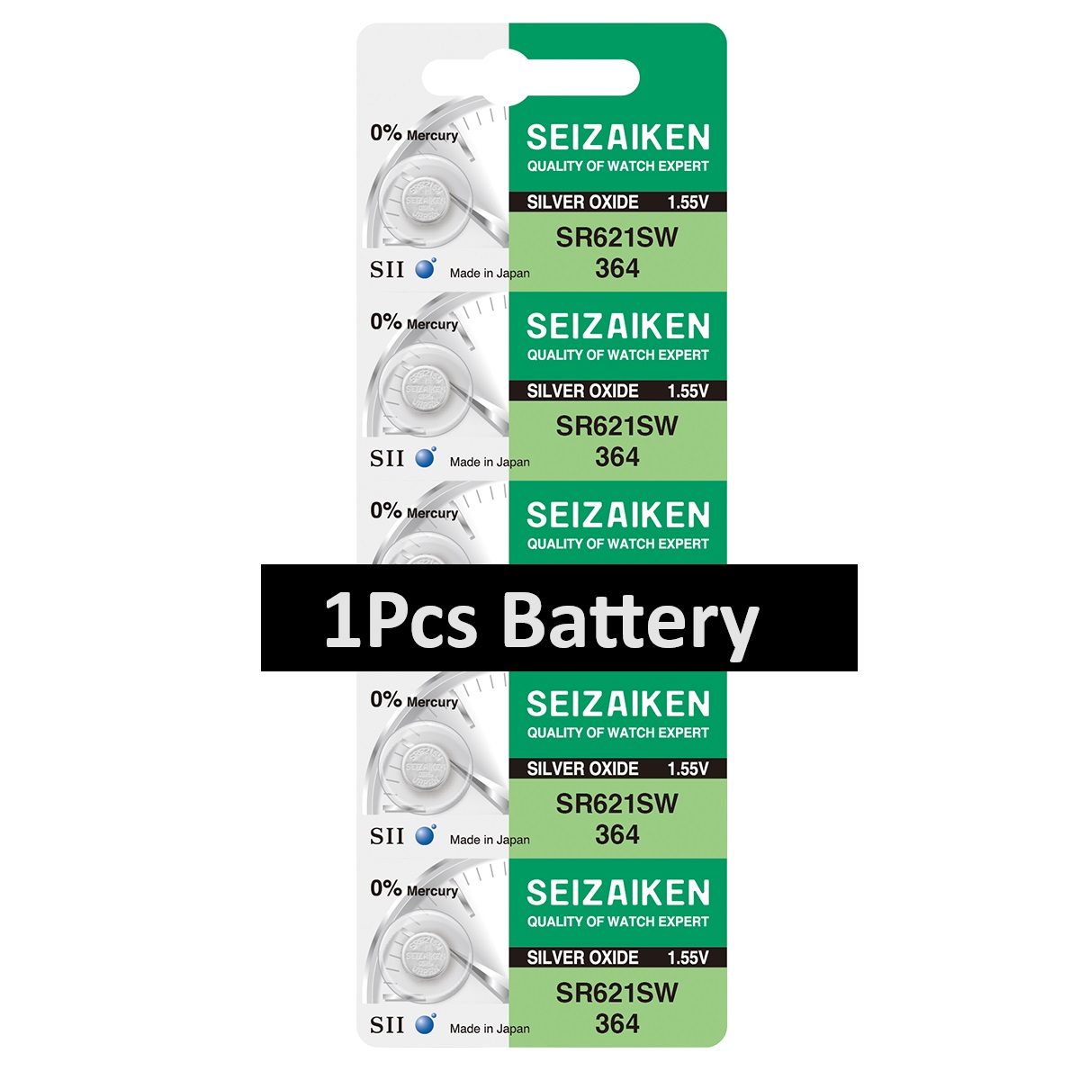Picture of SEIZAIKEN SR621SW / 364 1.55V High Quality Silver Oxide Button Cell Watch Battery 1Pcs Silver