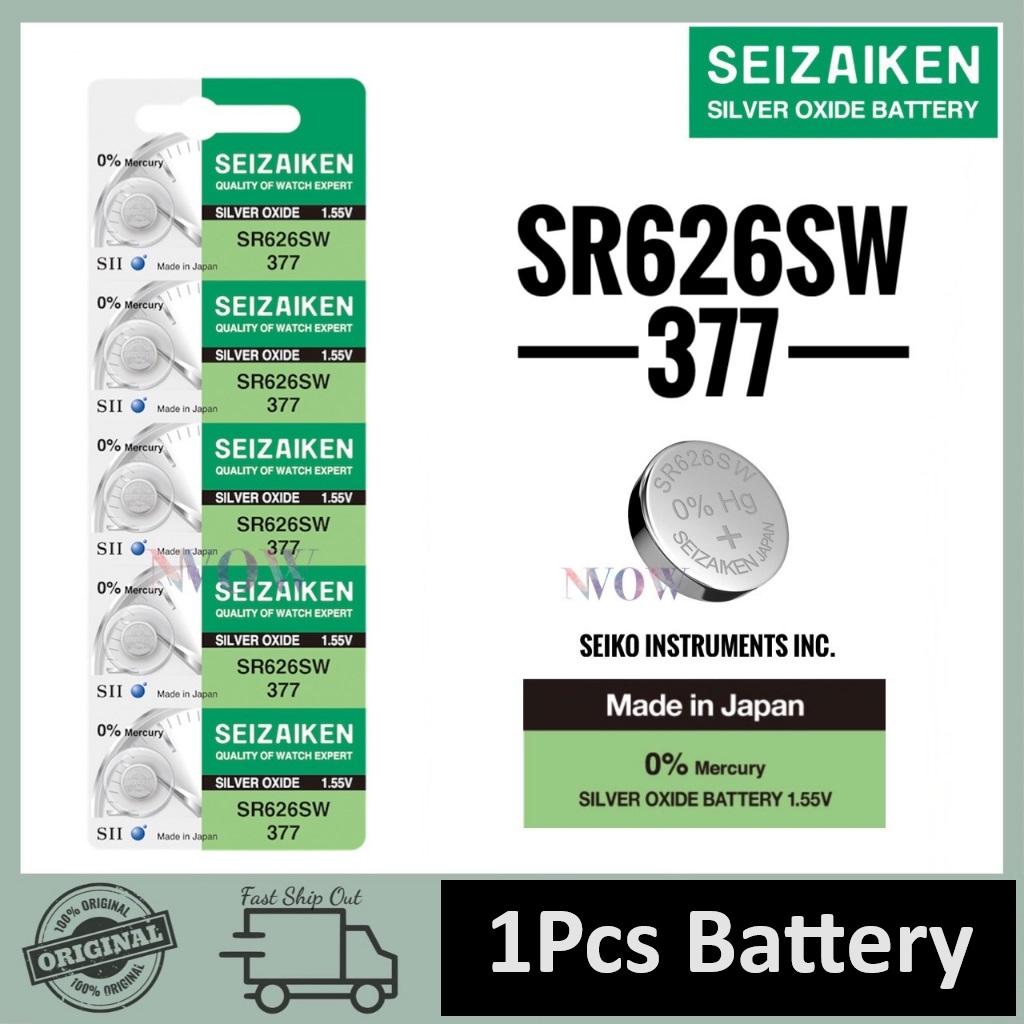 Picture of SEIZAIKEN SR626SW / 377 1.55V High Quality Silver Oxide Button Cell Watch Battery 1Pcs Silver
