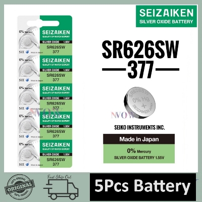 Picture of SEIZAIKEN SR626SW / 377 1.55V High Quality Silver Oxide Button Cell Watch Battery 5Pcs Silver