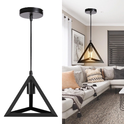 Picture of Modern Iron Ceiling Pendant Lamp Shade Black Traingel Shape (Bulb not Included) 1Pcs Black