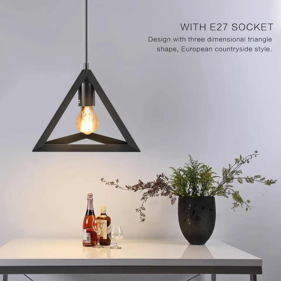 Picture of Modern Iron Ceiling Pendant Lamp Shade Black Traingel Shape (Bulb not Included) 1Pcs Black