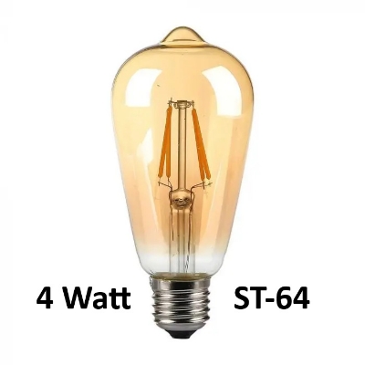 Picture of Modern Iron Ceiling Pendant Lamp Shade Black Traingel Shape With Filament Bulb ST64- 4 Watt 1Pcs Black