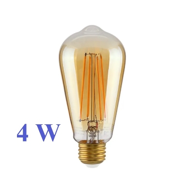 Picture of Mordern Hanging Holder With Filament Bulb ST64 4 Watt For Decorations Restaurant, Home, Party Center 1 Pcs Black