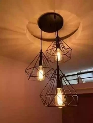 Picture of Modern Homesake 3 Diamond Cluster shape Hanging Light Pendant for Home Decoration (Bulb not Included) Black