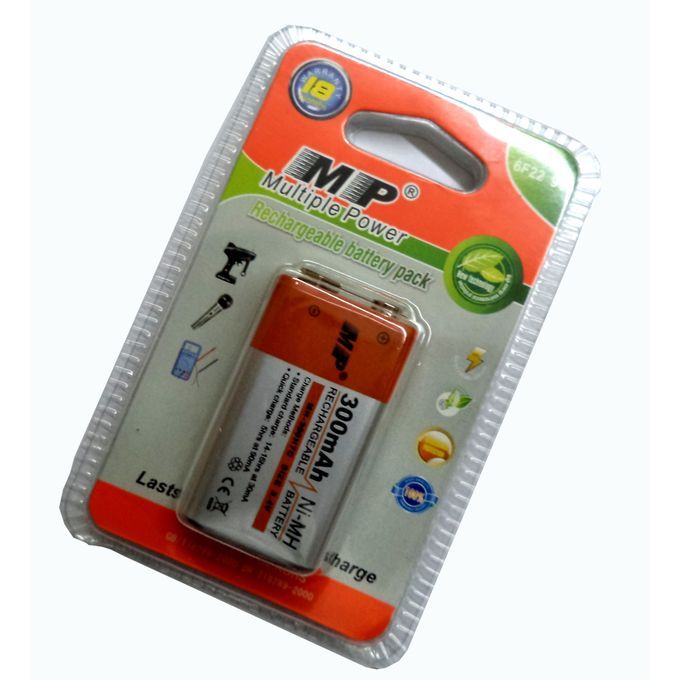 Picture of 9V Rechargeable battery Multiple Power MP 9V  300mAh NI-MH 1psc Multicolor