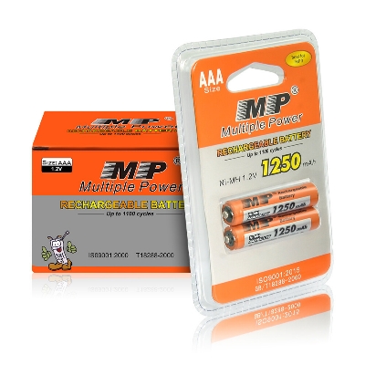 Picture of MP Multiple Power Rechargeable Battery AAA R3 Ni-MH 1.2v 1250mAh 2pcs - Battery Orange