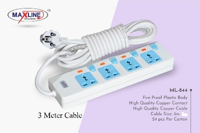 Picture of Maxline ML-844 Multiplug 4 Port Extention Socket 2 Pin Plug 5 Meters Cable