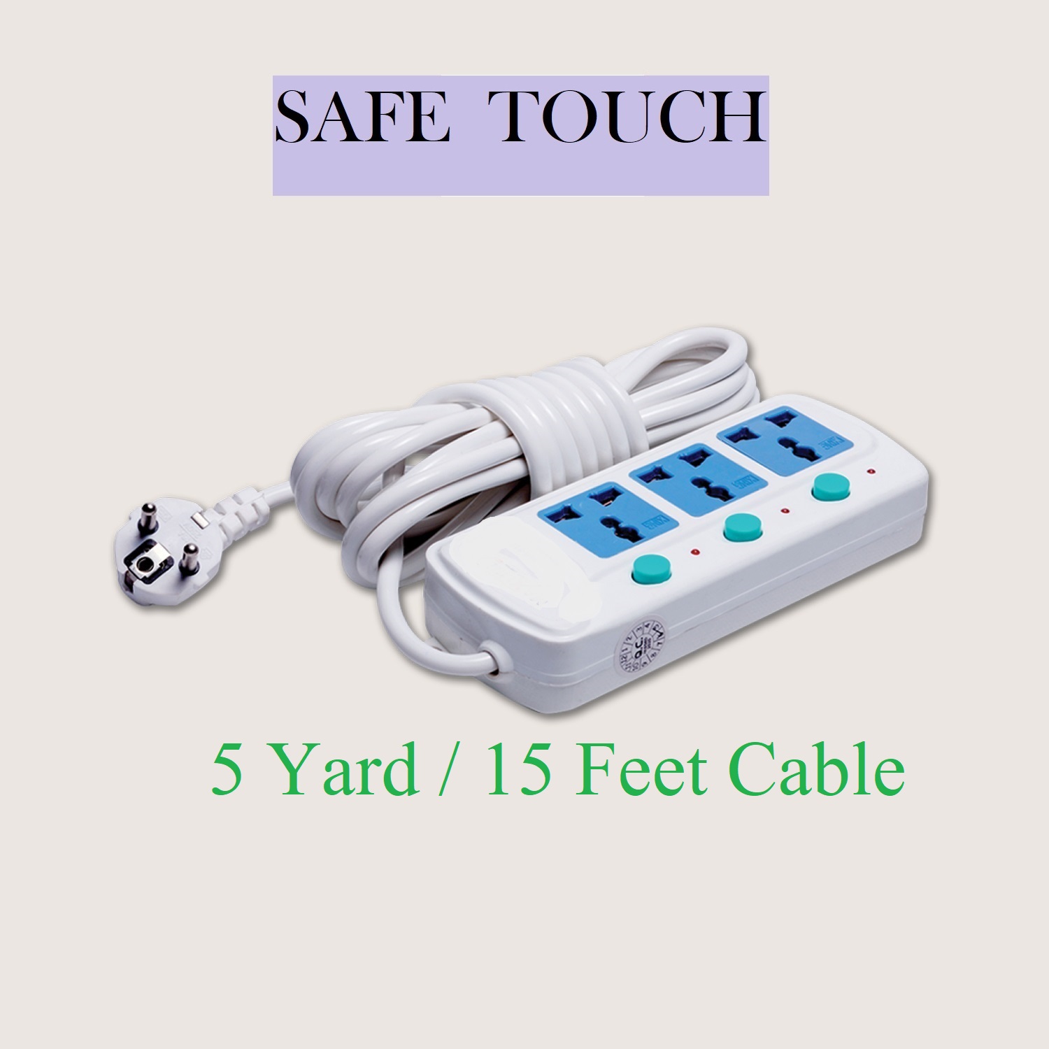 Picture of SAFE TOUCH ST-813 Multiplug 3 Port Extention Socket 5Y/15 Feet Cable Multi Plug