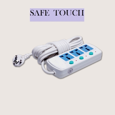Picture of SAFE TOUCH ST-813 Multiplug 3 Port Extention Socket 2Y/6 Feet Cable Multi Plug