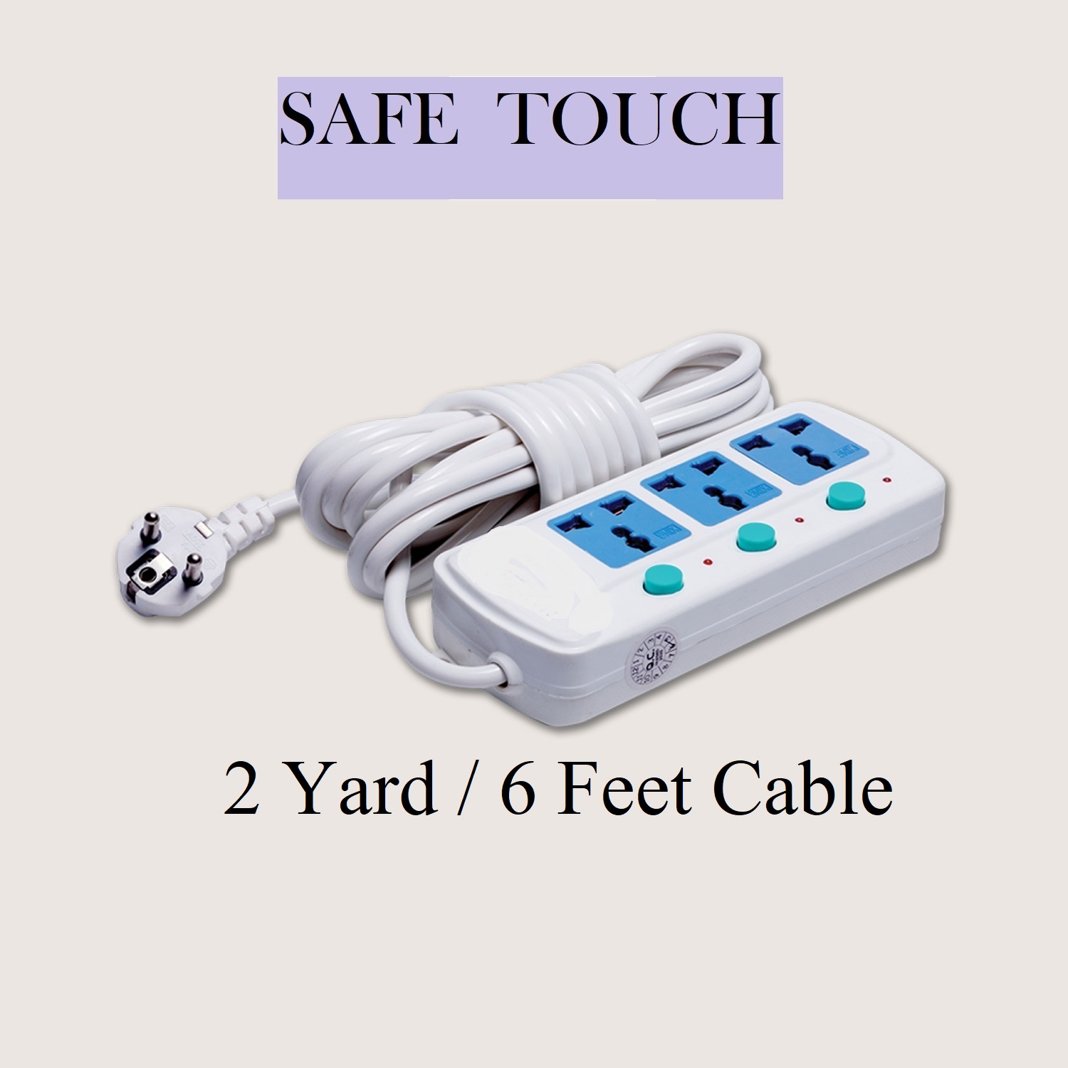 Picture of SAFE TOUCH ST-813 Multiplug 3 Port Extention Socket 2Y/6 Feet Cable Multi Plug