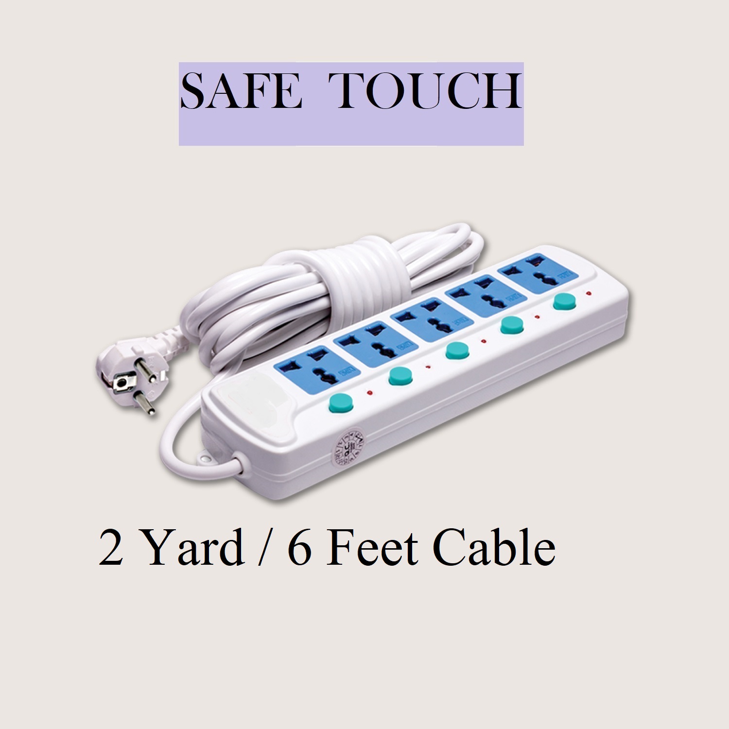 Picture of SAFE TOUCH ST-815 Multiplug 5 Port Extention Socket 2Y/6 Feet Cable Multi Plug