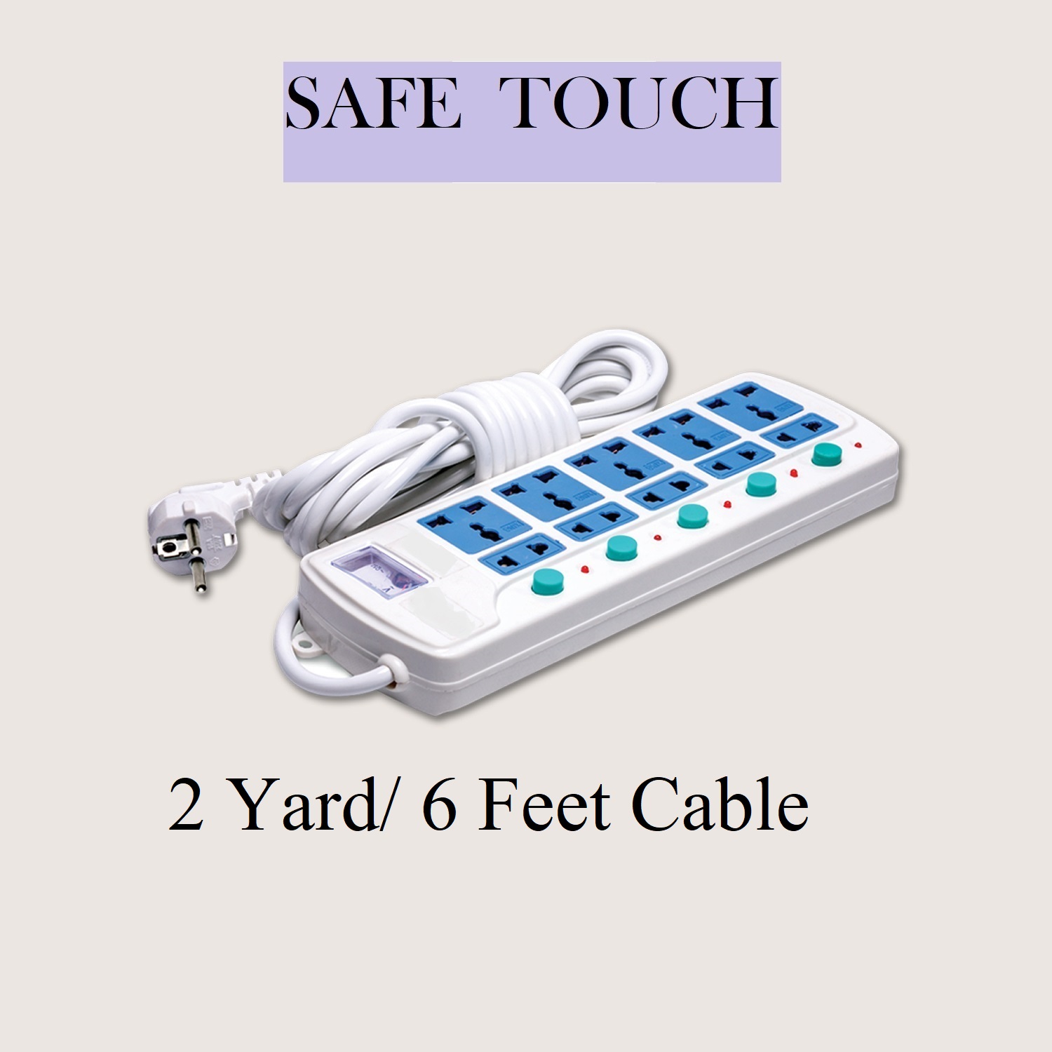 Picture of SAFE TOUCH ST-825 Multiplug 10 Port Extention Socket 2Y/6 Feet Cable Multi Plug