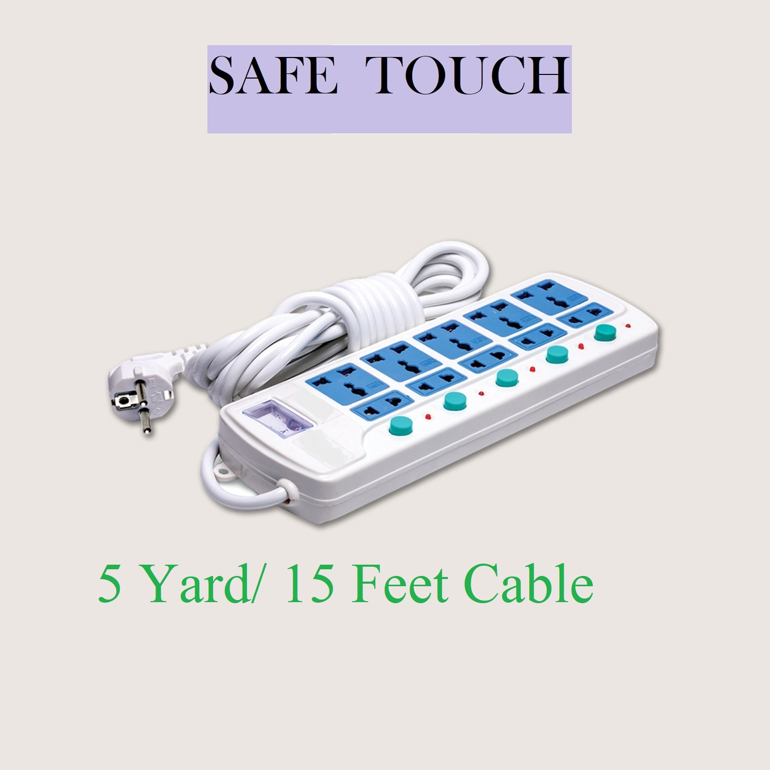Picture of SAFE TOUCH ST-825 Multiplug 10 Port Extention Socket 5Y/15 Feet Cable Multi Plug