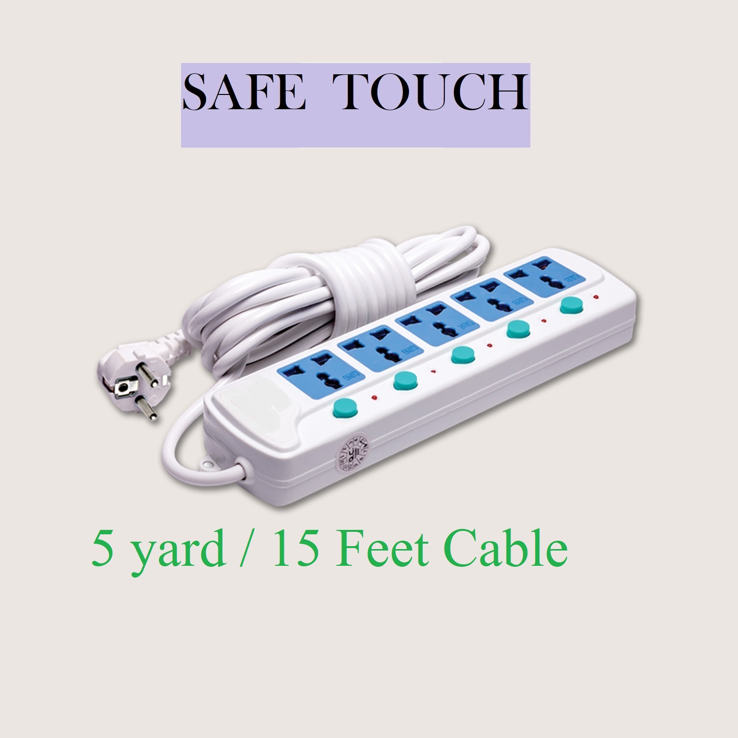 Picture of SAFE TOUCH ST-815 Multiplug 5 Port Extention Socket 5Y/15 Feet Cable Multi Plug