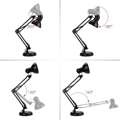 Picture of MT-810  Long Arm Desk Lamp  Multifunctional 360° Rotatable Metal Body Table Lamps For Study(Bulb Not included ) Black