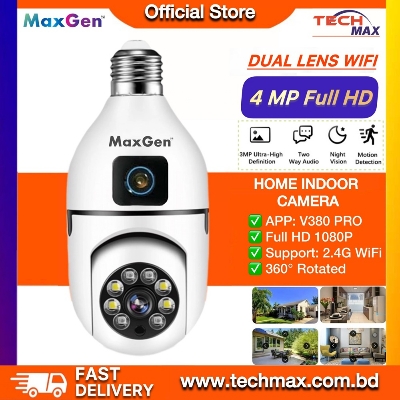 MaxGen SQ002 V380 PRO WIFI IP Camera 360 Degree Rotation Night Vision Two-way Voice Auto-tracking (Dual Lens)