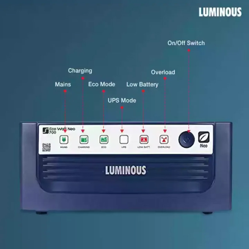 Picture of Luminous Eco Watt Neo 700 IPS UPS | 12V | 500 Watt | Square Wave Inverter | Home & Office Power Backup | 2 Years Warranty