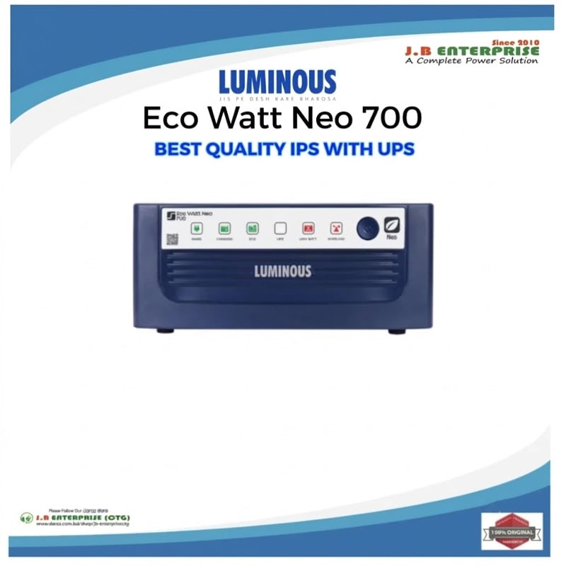 Picture of LUMINOUS IPS UPS MACHINE ECO WATT NEO 700 CAPACITY 500 WATT FOR 3 FAN 8 LIGHTS SINGLE BATTERY-Multicolor