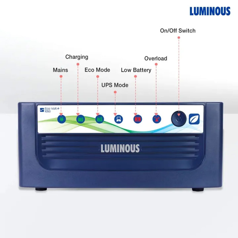 Picture of Luminous Eco Watt Neo 1050 IPS/UPS 12 V 900 VA (~756W) Intelligent Square Wave Inverter 24‑Month Warranty-Blue