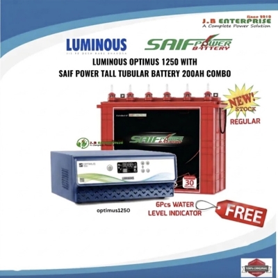 Picture of LUMINOUS IPS OPTIMUS 1250 WITH SAIF POWER TALL TUBULAR BATTERY STB 200 COMBO PACKAGE FOR 5/6 FAN 8/10 LIGHTS OR COMPUTER, TV OTHERS-Blue