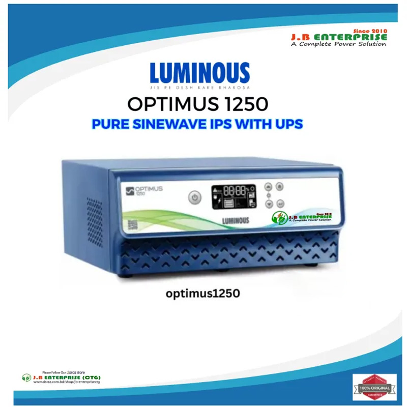 Picture of LUMINOUS IPS OPTIMUS 1250 WITH SAIF POWER TALL TUBULAR BATTERY STB 200 COMBO PACKAGE FOR 5/6 FAN 8/10 LIGHTS OR COMPUTER, TV OTHERS-Blue