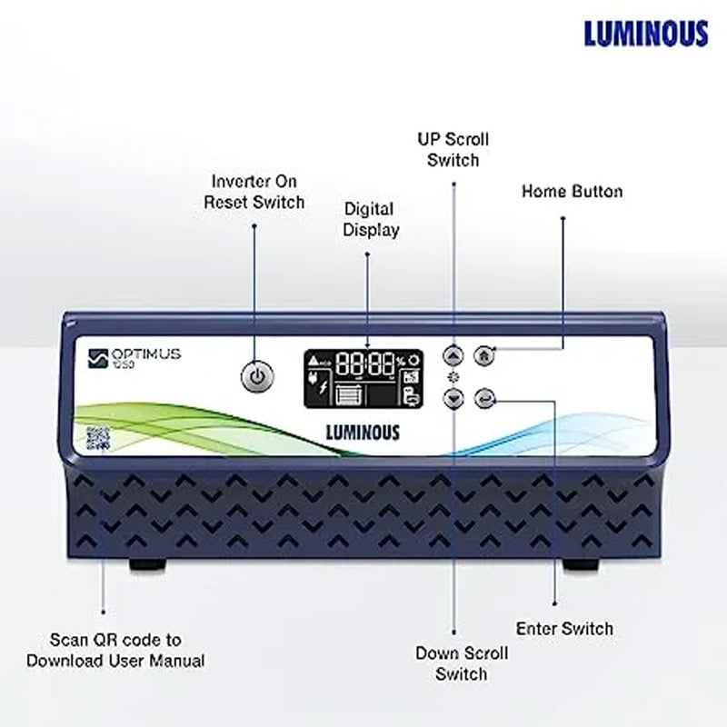 Picture of Luminous Optimus 1250+ IPS UPS | 924 Watt | Pure Sine Wave Inverter | 2 Years Warranty-Multicolor