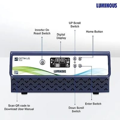 Picture of Luminous Optimus 1250+ IPS UPS | 924 Watt | Pure Sine Wave Inverter | 2 Years Warranty-Multicolor