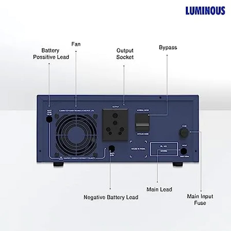 Picture of Luminous Optimus 1250+ IPS UPS | 924 Watt | Pure Sine Wave Inverter | 2 Years Warranty-Multicolor