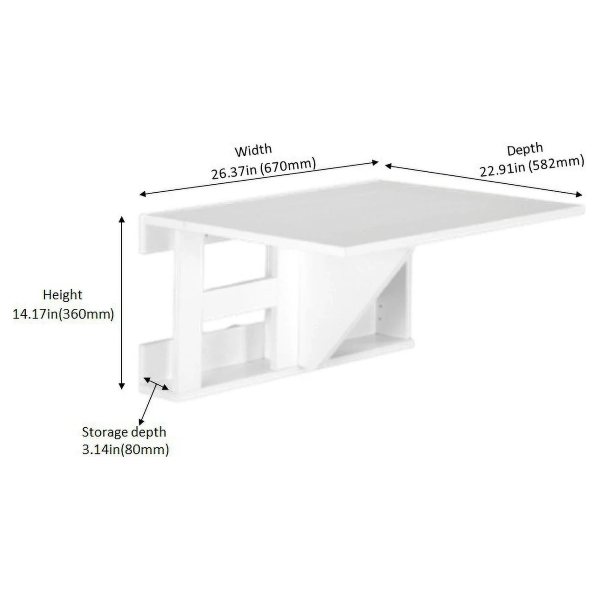 Picture of FurniQ Furniture Wall Mounted Folding Study Table with Storage Shelves - Space Saving Engineered Wood Home Office Desk