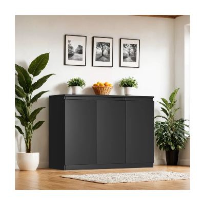 Picture of FurniQ Furniture Modern 3-Door Kitchen Buffet Storage Cabinet - Premium Melamine Board Sideboard & Coffee Bar for Dining Room