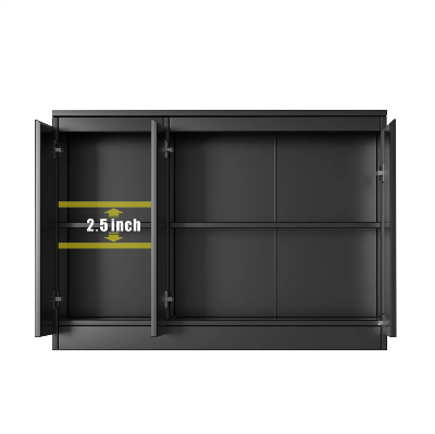 Picture of FurniQ Furniture Modern 3-Door Kitchen Buffet Storage Cabinet - Premium Melamine Board Sideboard & Coffee Bar for Dining Room
