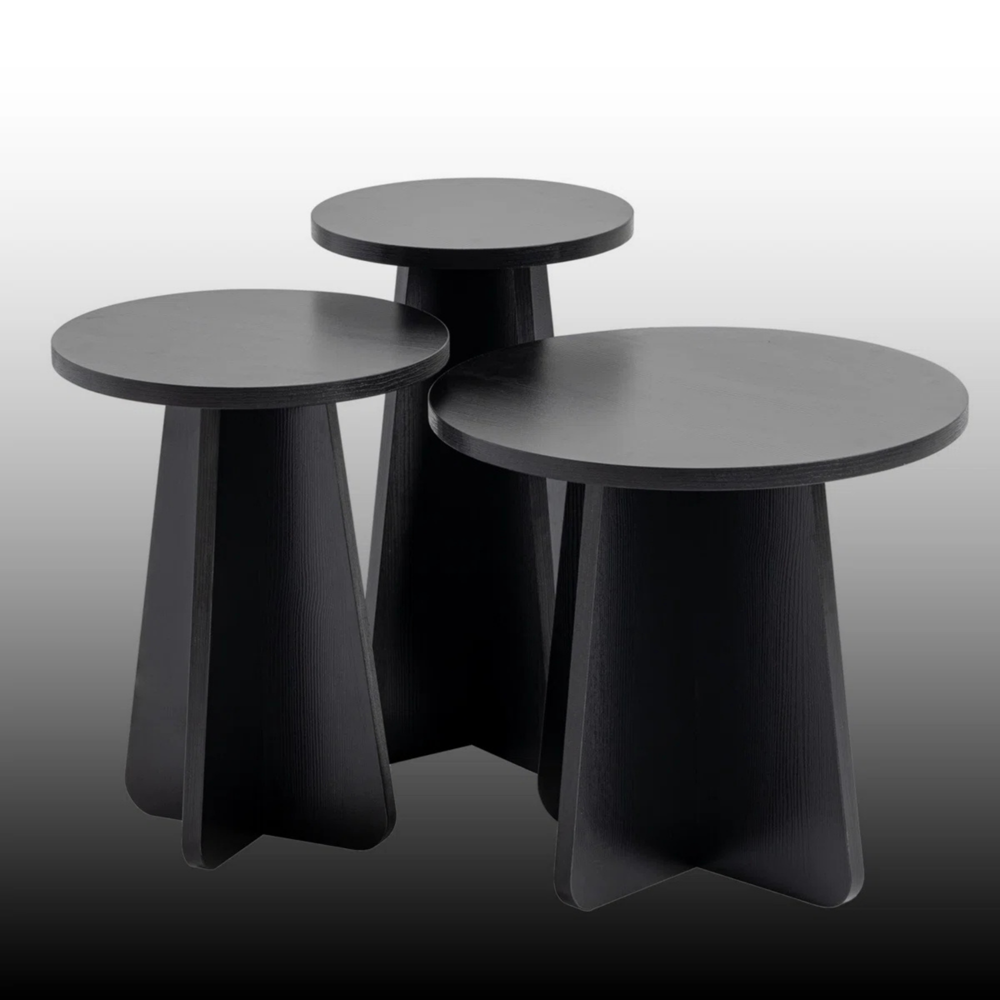 Picture of FurniQ Furniture Modern 3-Piece Nesting Coffee Table Set - Space Saving Round Side Tables - Premium Melamine Board Furniture